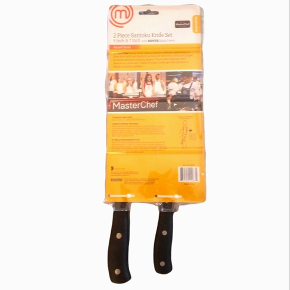 MasterChef 2Pc. Santoku Knife Set 5" &7" Full-Tang Stainless Steel with Cover - Picture 2 of 4